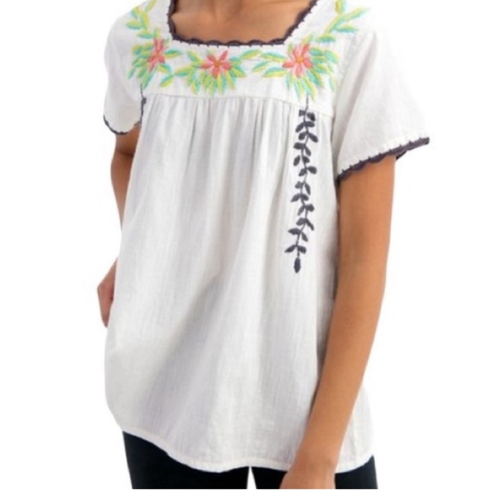 Roller Rabbit Sagida Boho Mexican Embroidered Top Sz L GUC